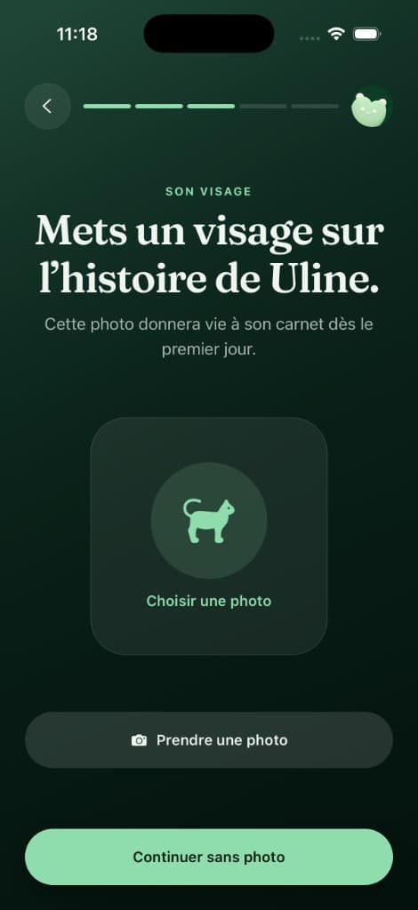 Onboarding Cordi : choisir la photo de l'animal